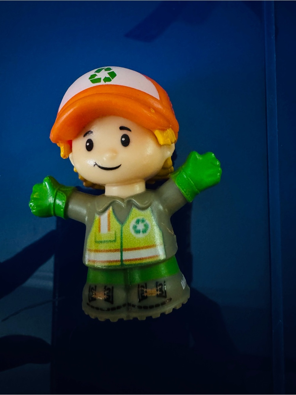 Recycling Worker Figurine Toy in Orange & Green - Kids Action Figure